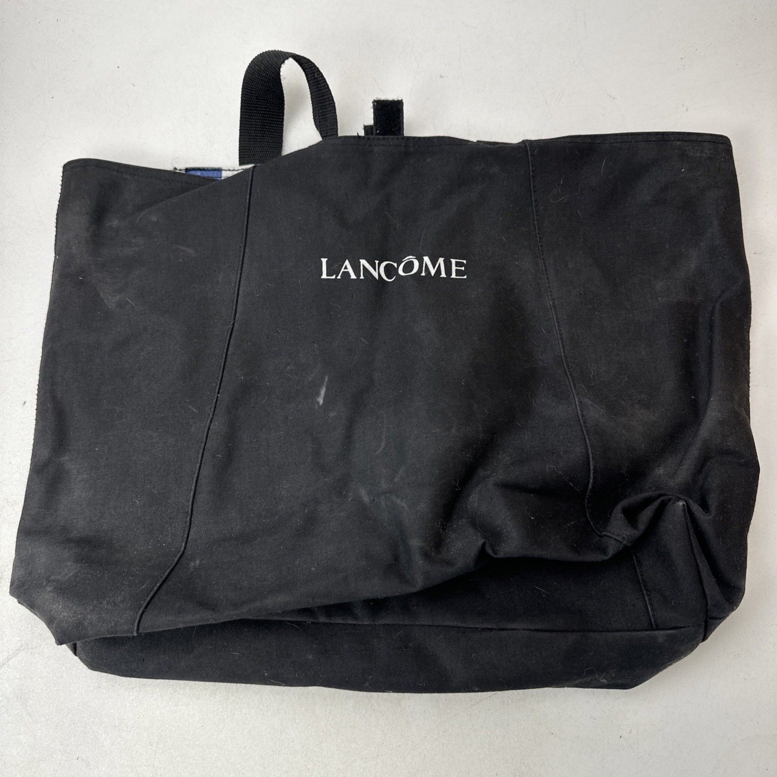 LANCOME Tote Bag Black + Waterproof Beach Blue Stripe Vintage Reusable Shopping