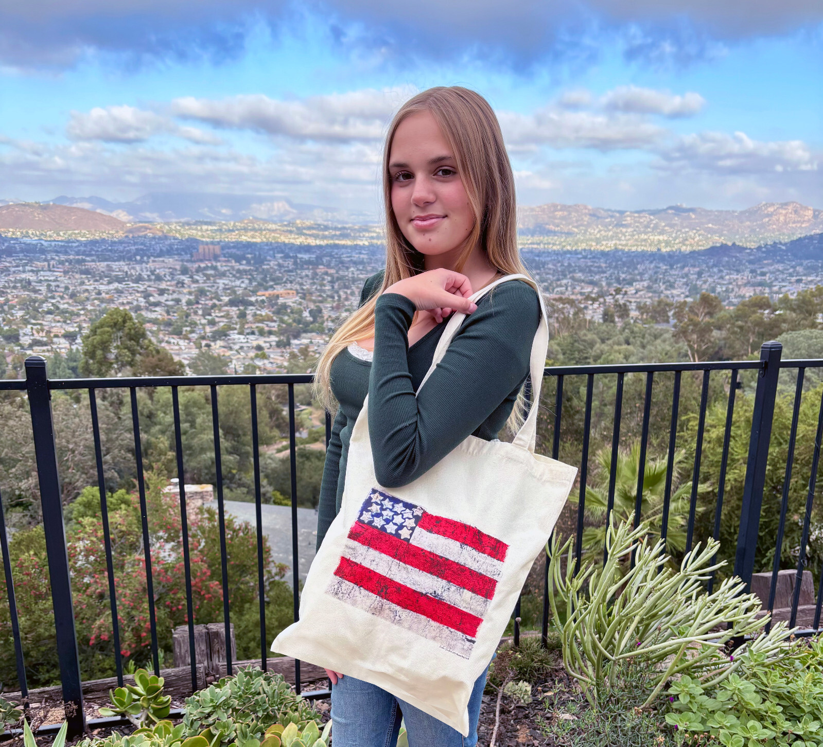 Plume Bag Co. Reusable Shopping Tote | 1777 American Flag Batik Canvas Bag