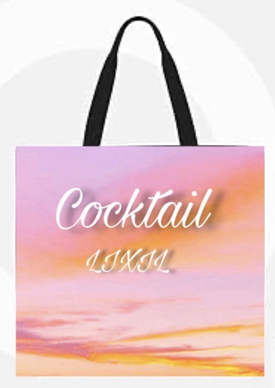 Cocktail Reusable Tote Bag 13x13x3 in Medium Multicolor Graphic Print Modern
