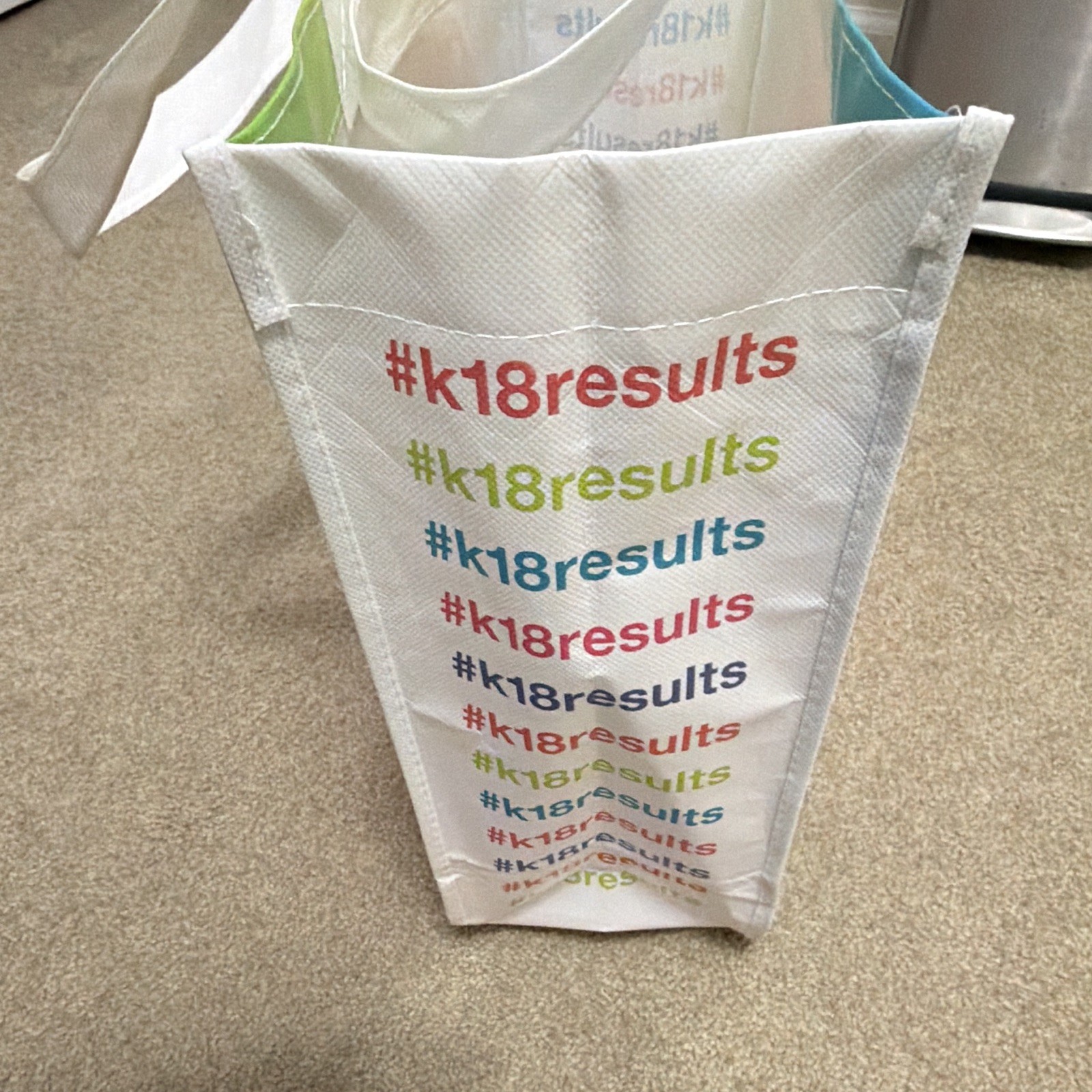 K18 Reusable Shopping Tote Bag All-Over Multicolor/White Double Handles
