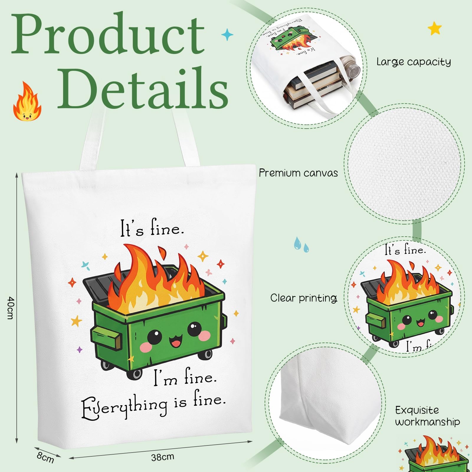 Sunnymove 5 Pcs Dumpster Fire Gifts Set for Women 15 x 16 x 3 inches, White