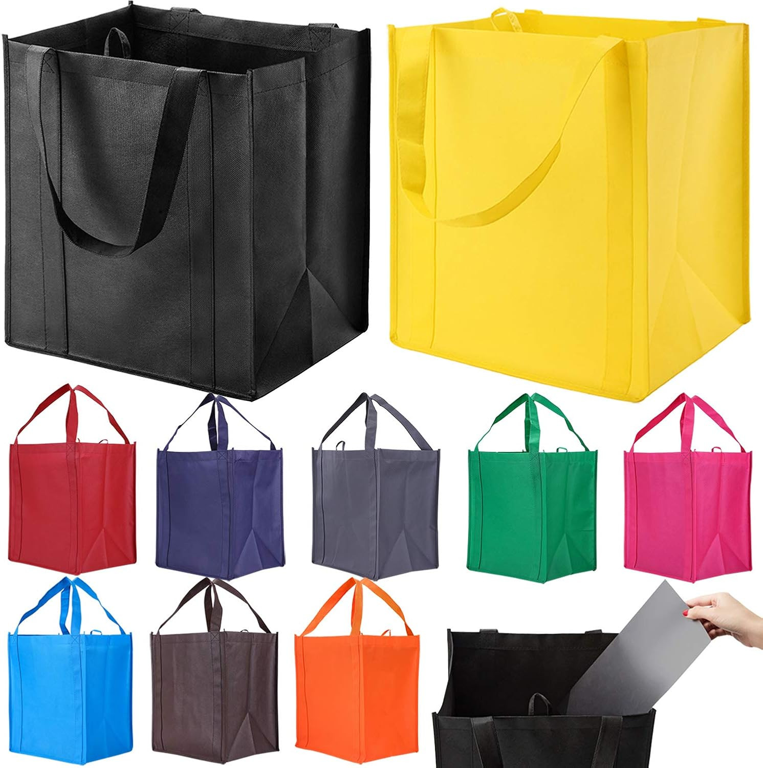 10 Pack Reusable Reinforced Handle Grocery Bags – Heavy Duty Large Shopping Tote