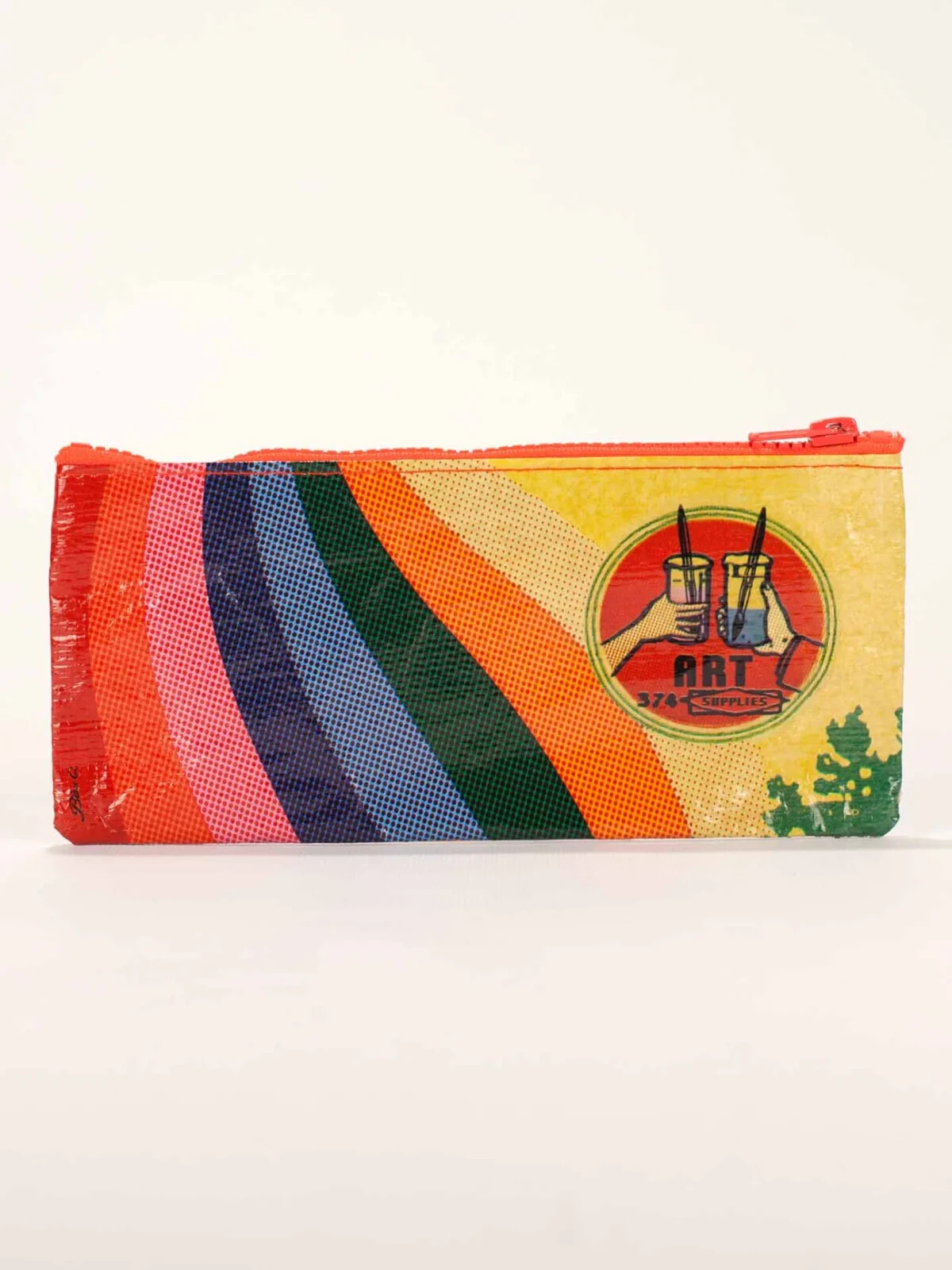 Blue Q Art Supplies Pencil Case Pouch Chunky ZIpper 95% Recycle 4.25 x 8.5 BlueQ
