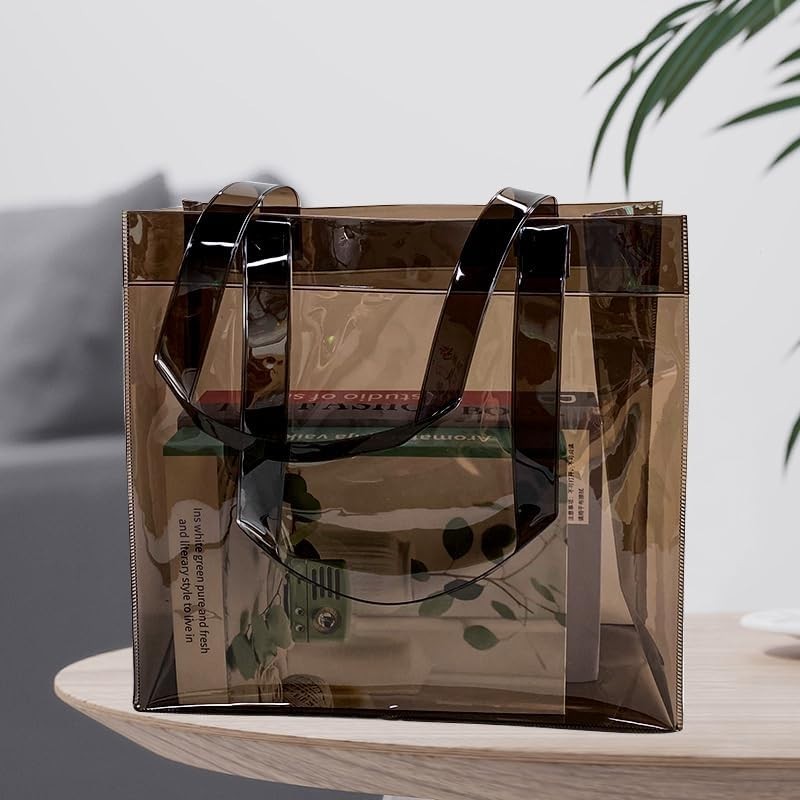1pcs Waterproof Large Transparent Pvc Shopping Clear Tote Bag with Handles Be…