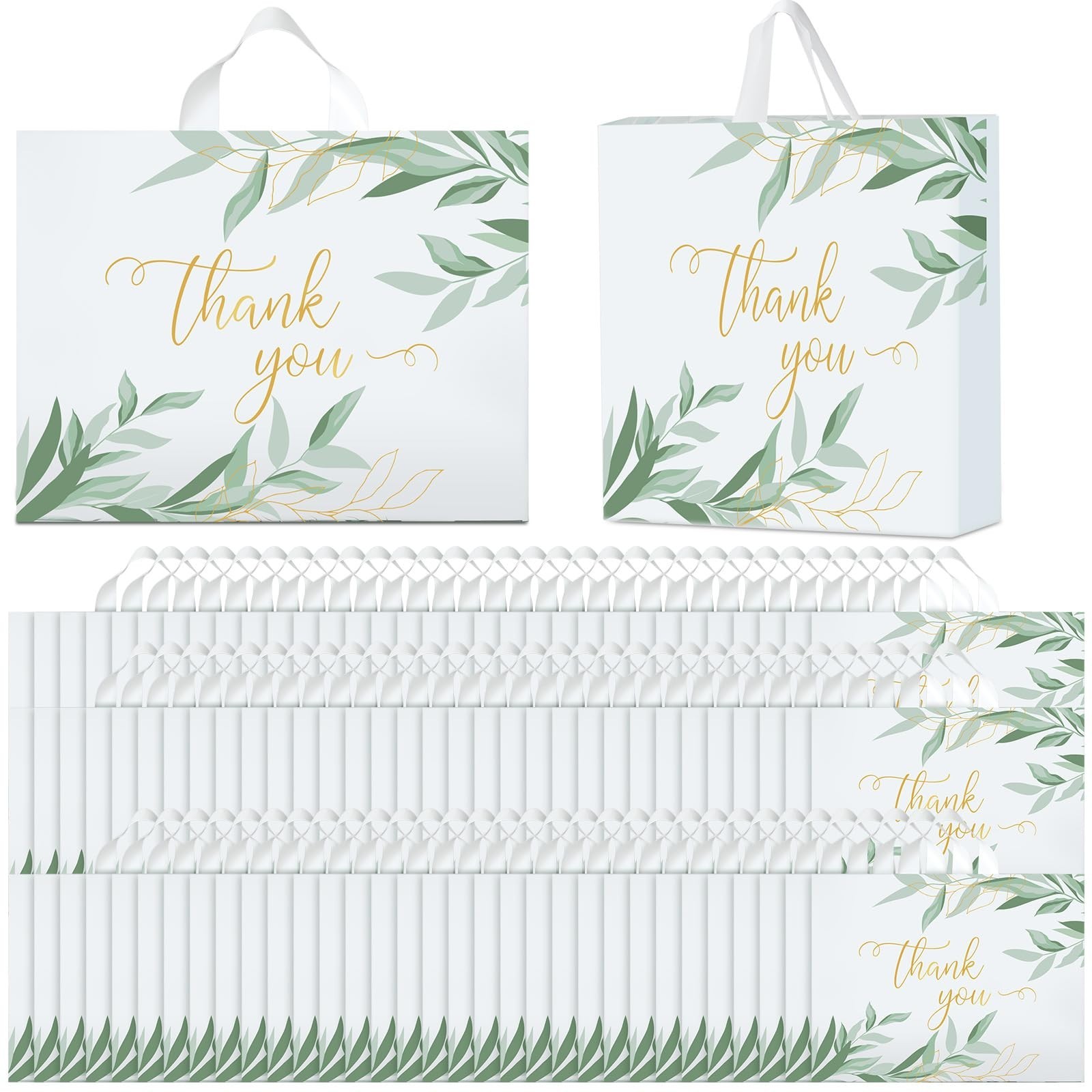 200 Pack Large Thank You Shopping Bags – 15″x12″ Heavy Duty Reusable Plastic Gif