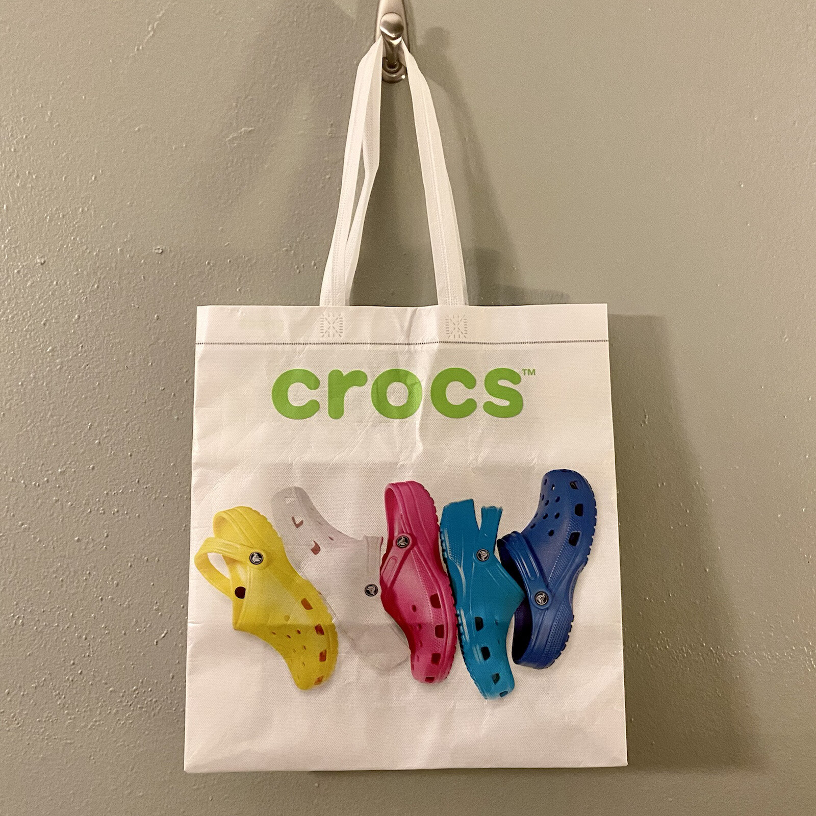 Crocs Reusable Shopping Tote Bag W/ Handles Bright Colorful Advertising Graphic
