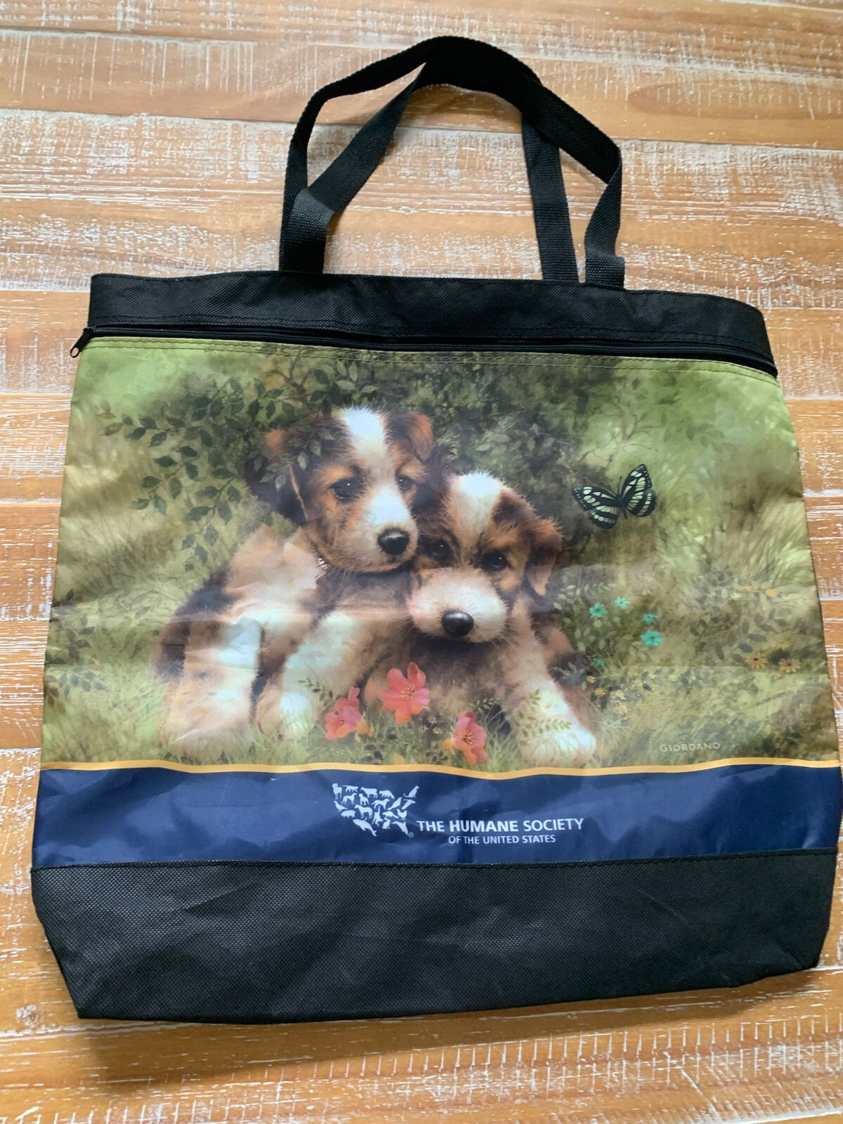 The Humane Society Member Tote Cute Puppies In Nature Shoulder Bag 17”X15”