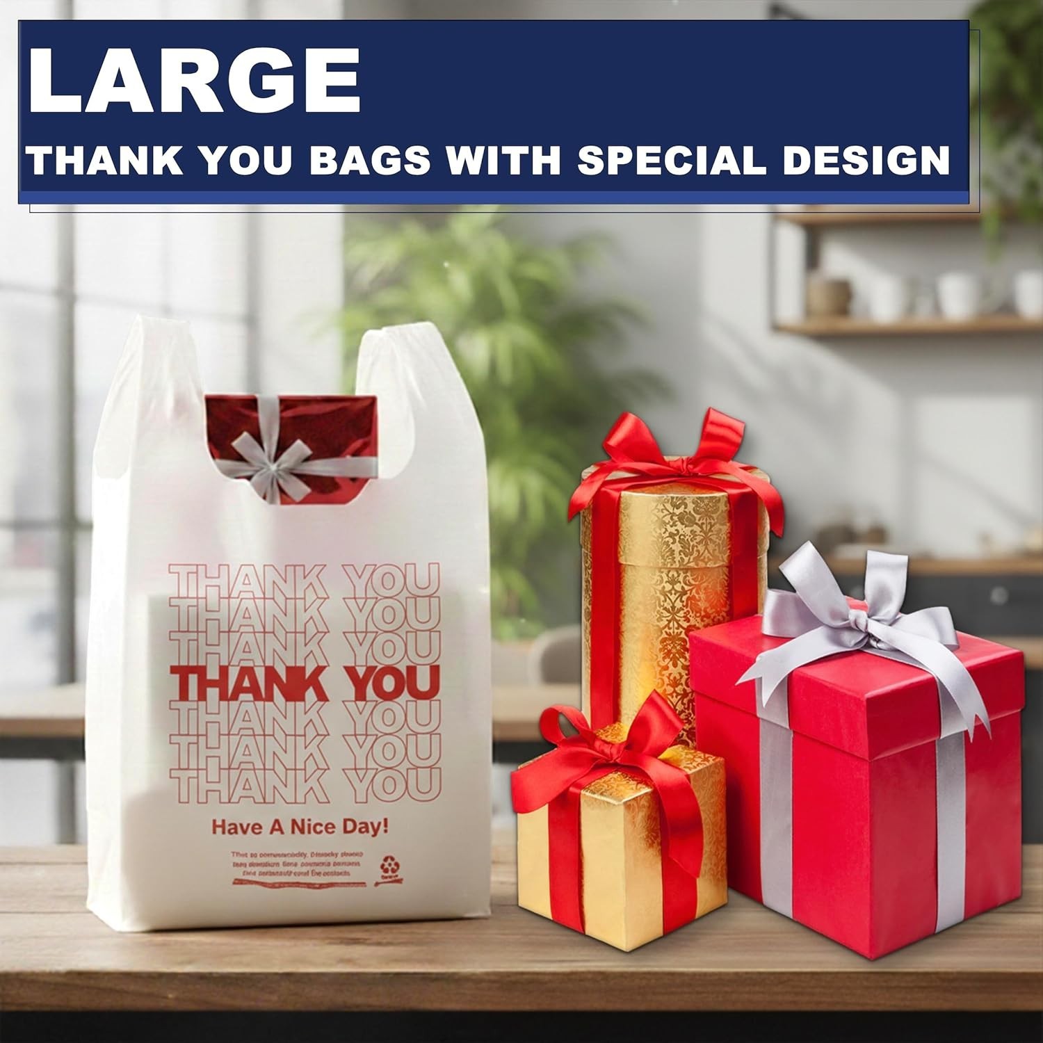 Bulk 100 White T-Shirt Bags – Reusable, Sturdy, Ideal for Retail Convenience