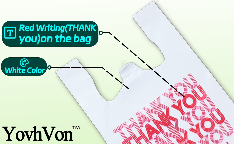 Medium Size 100 Count Plastic Bags with Handles, T-Shirt Bags, Thank You bags,