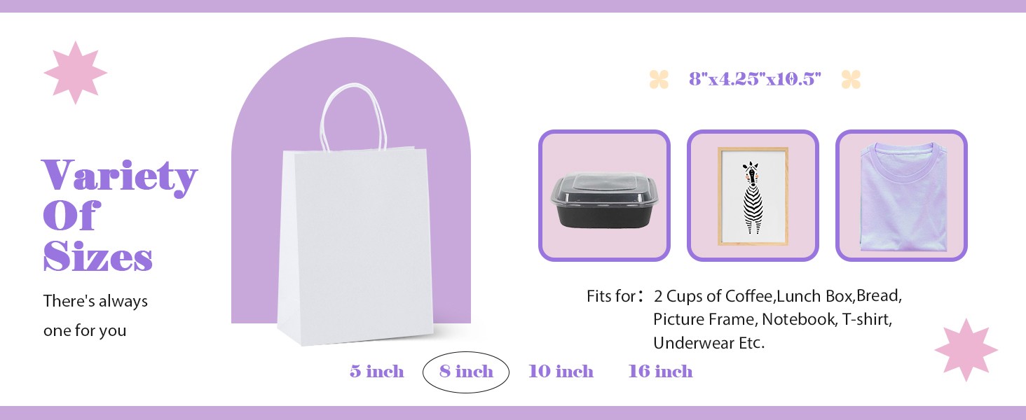 16x6x12 100Pcs White Bags with Handles,Paper Bags?White Large Paper Bag with