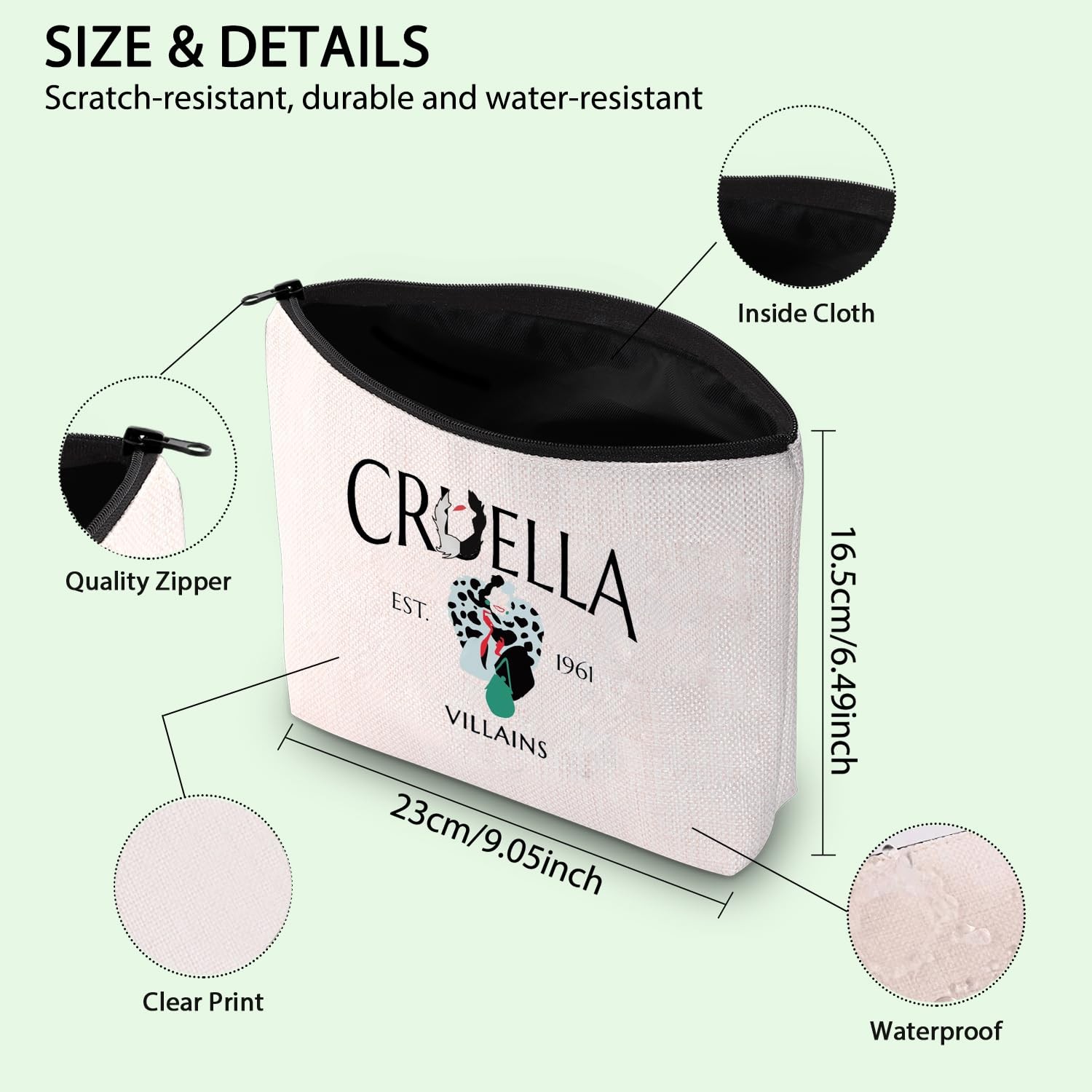 FOTAP Villains Queen Gift 101 Movie Makeup Bag Inspired CRUELLA 1961