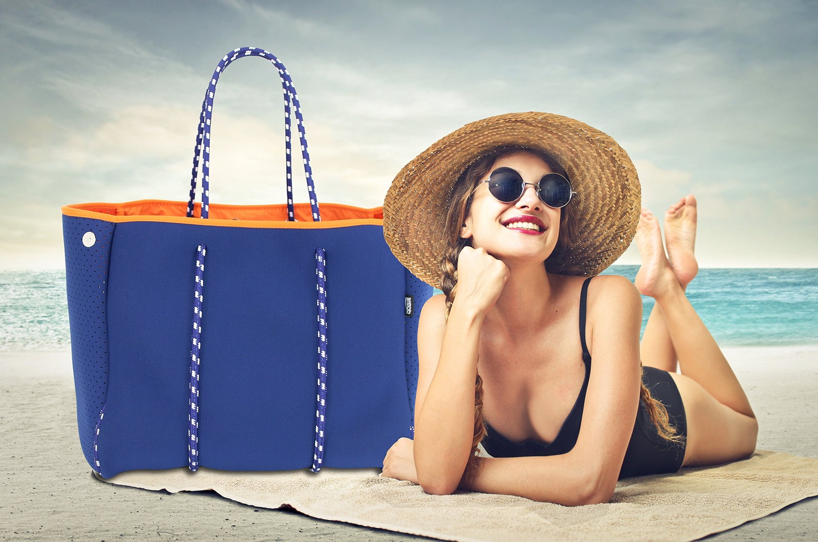 Neoprene Multipurpose Beach Bag Tote with Inner Zipper Pocket …