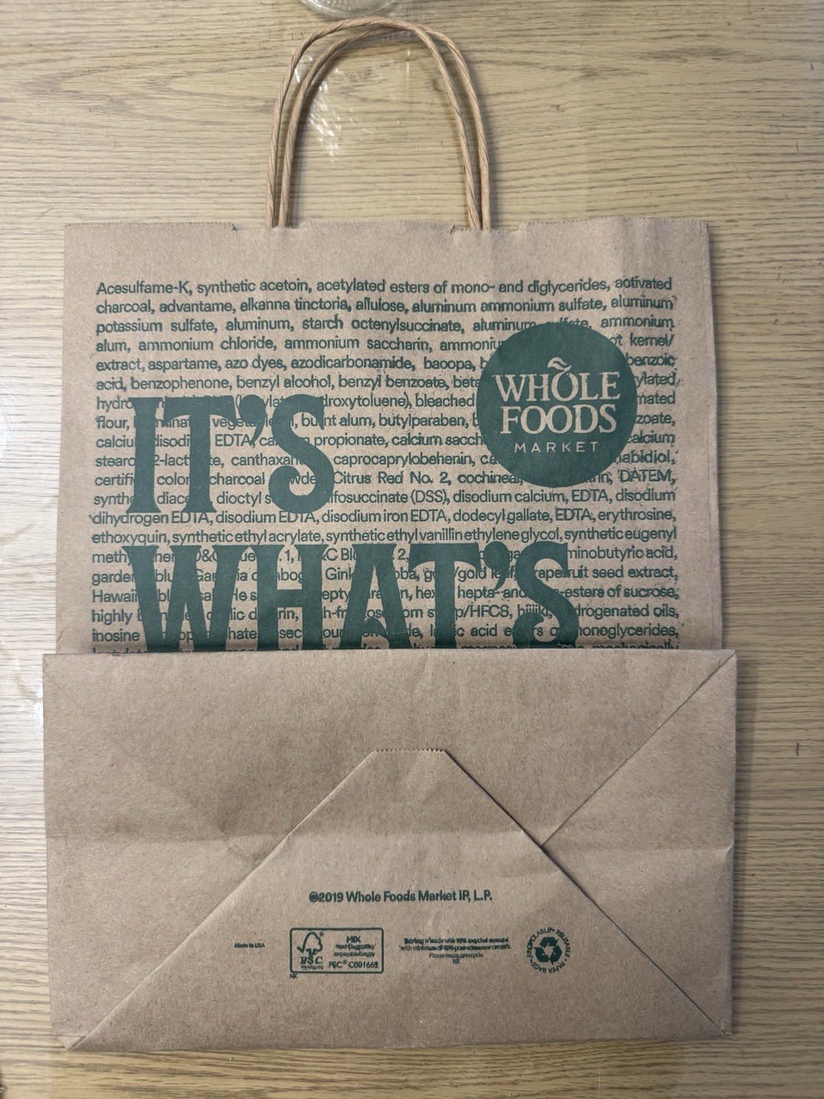 Limited Time Whole Foods Paper bag