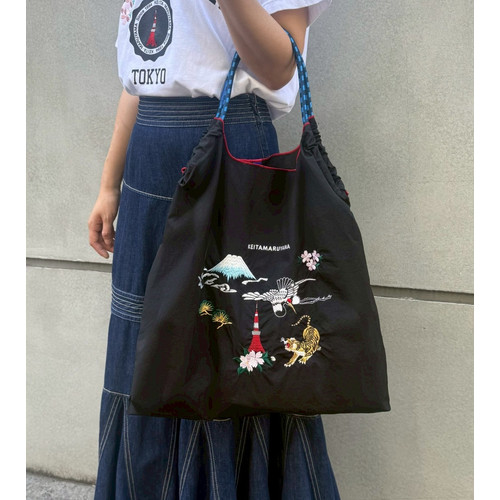 [US Tax Paid] Keita Maruyama Ball&Chain Japan Embroidered Tote Bag Black NEW