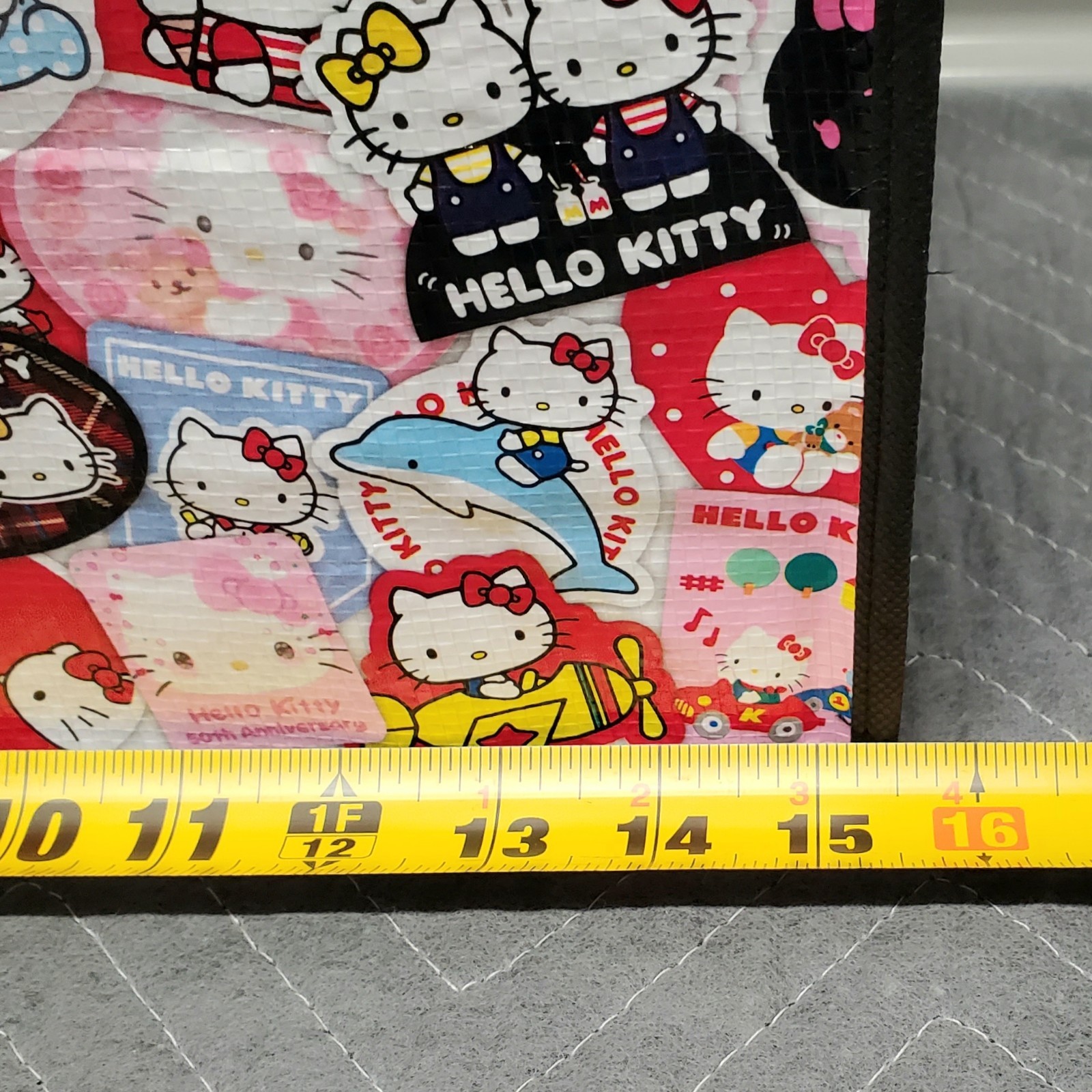 Hello Kitty 50th Anniversary Reusable Grocery Shopping Tote Bag Cute Stickerbomb