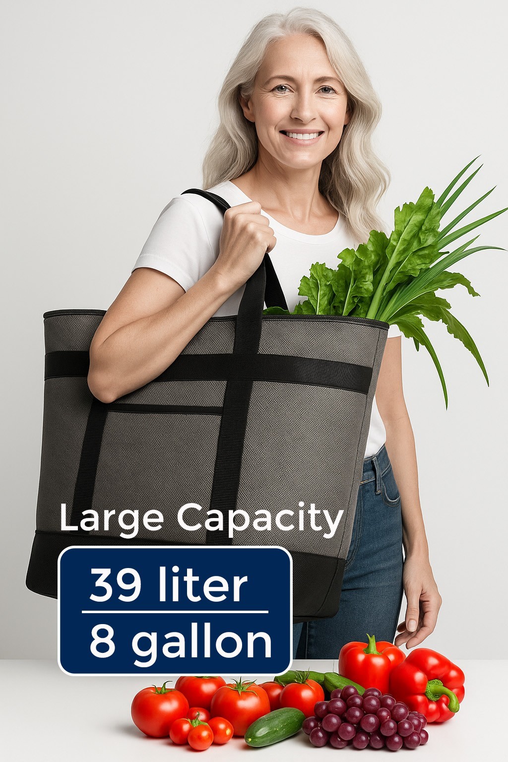 Large Insulated Tote for Hot Cold Lunch Food, Snacks, Wine, Beer – Cooler Bag