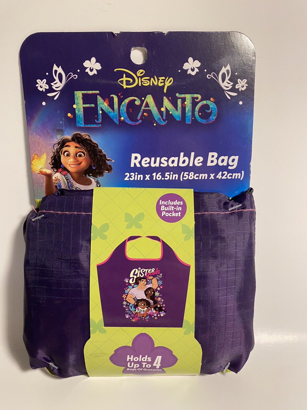 2022 Disney Encanto Sister Goals Reusable Bag Holds 4 Bags Groceries rare
