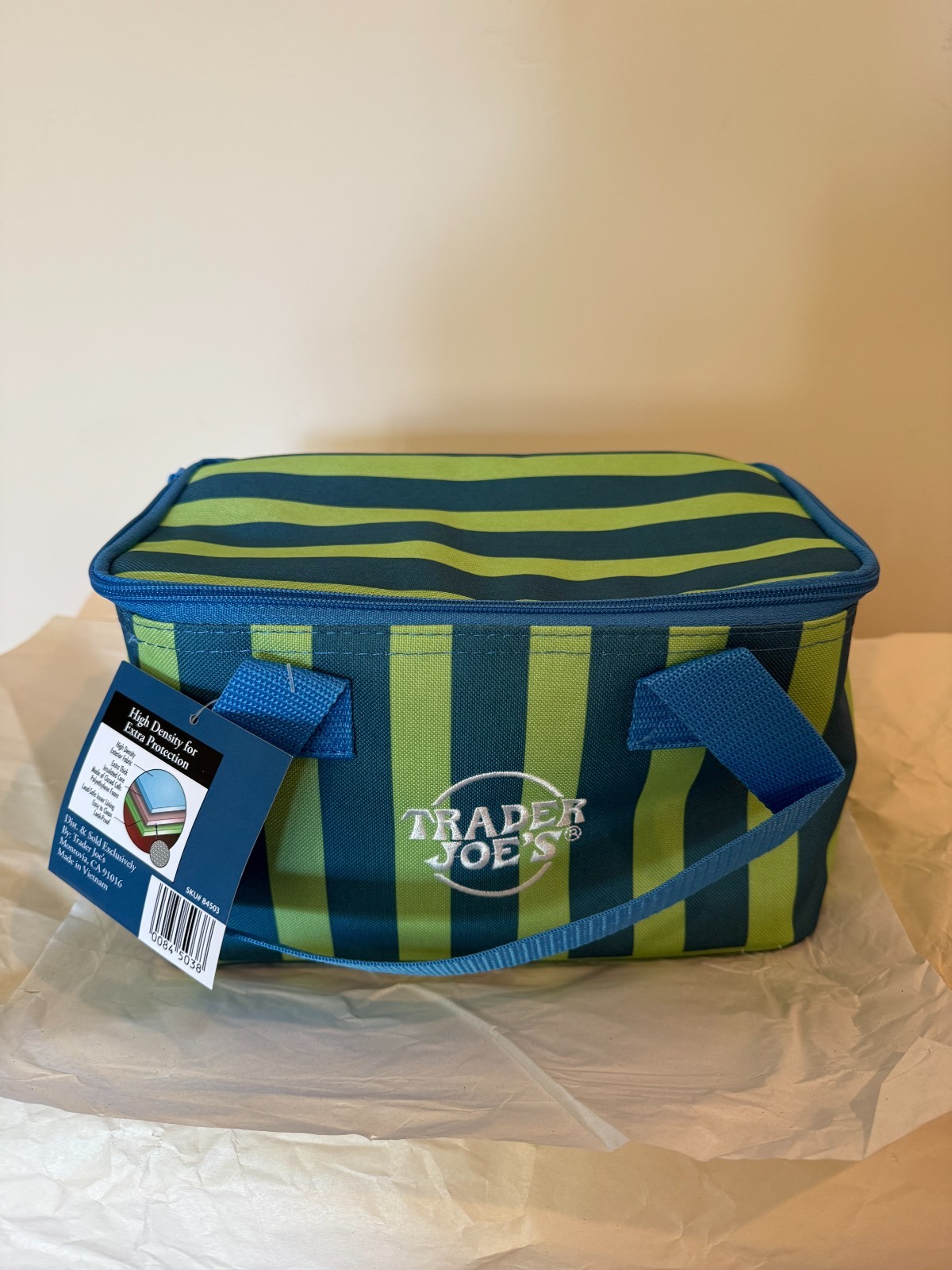 Trader Joe’s 2026 Limited Edition Mini Insulated Cooler Bag Blue/Green Stripe