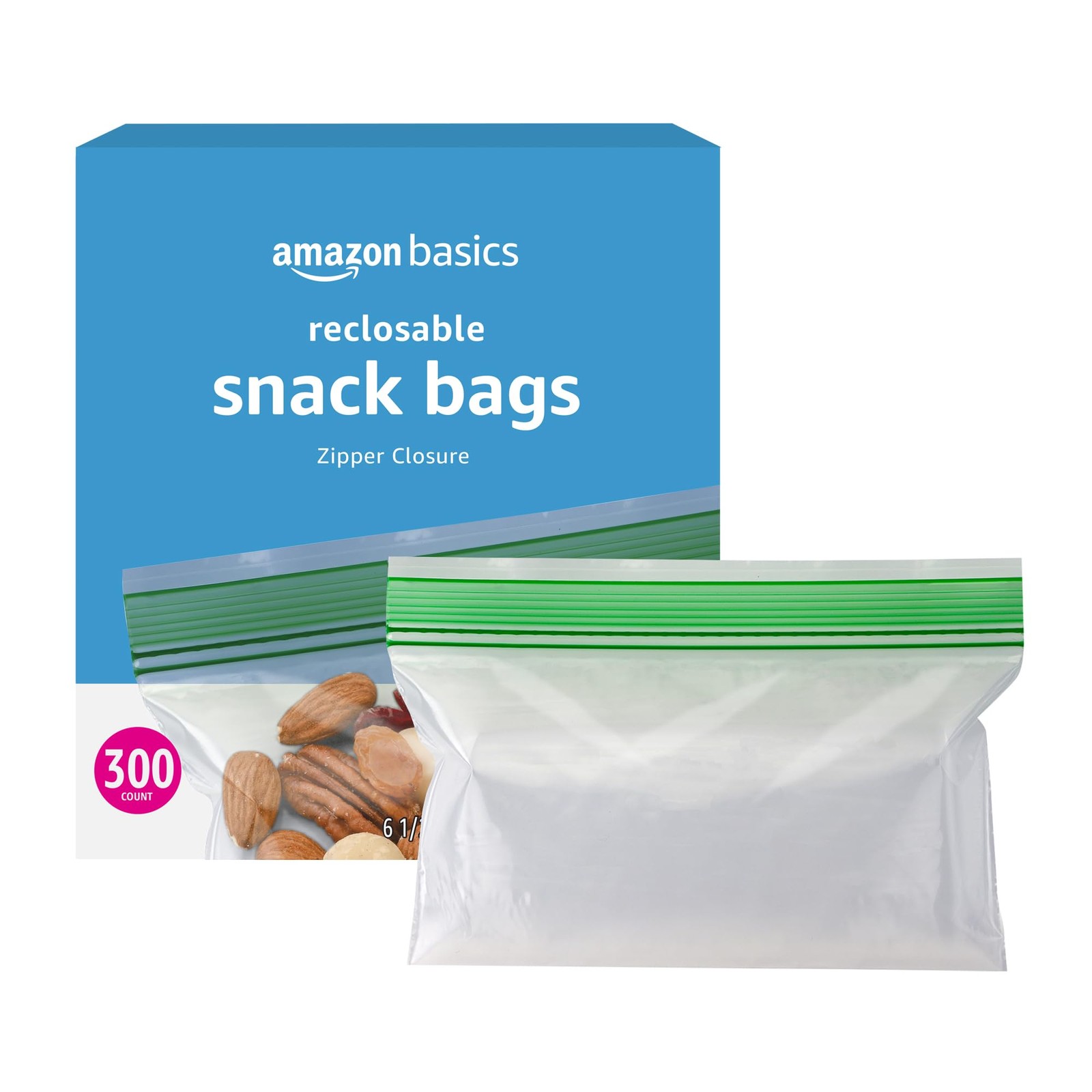 Amazon Basics Reclosable Food Rectangle (300 Count) (Pack of 1), Clear