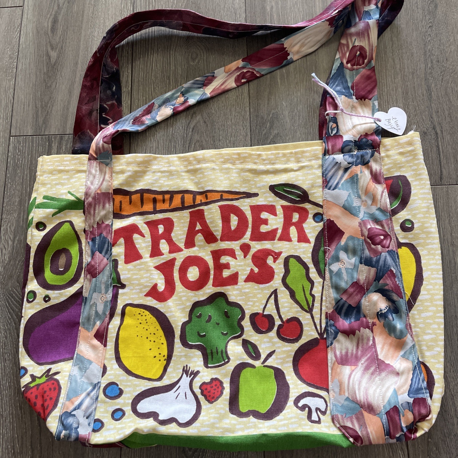 Trade Joes Tote Bag With Upcycled Tie Handles 19 1/2 X 13 X 4 1/2