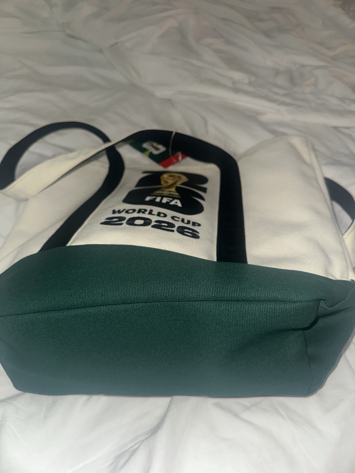 FIFA World Cup 2026 Canvas Tote Bag 15×16 in Graphic Print White/Black/Green
