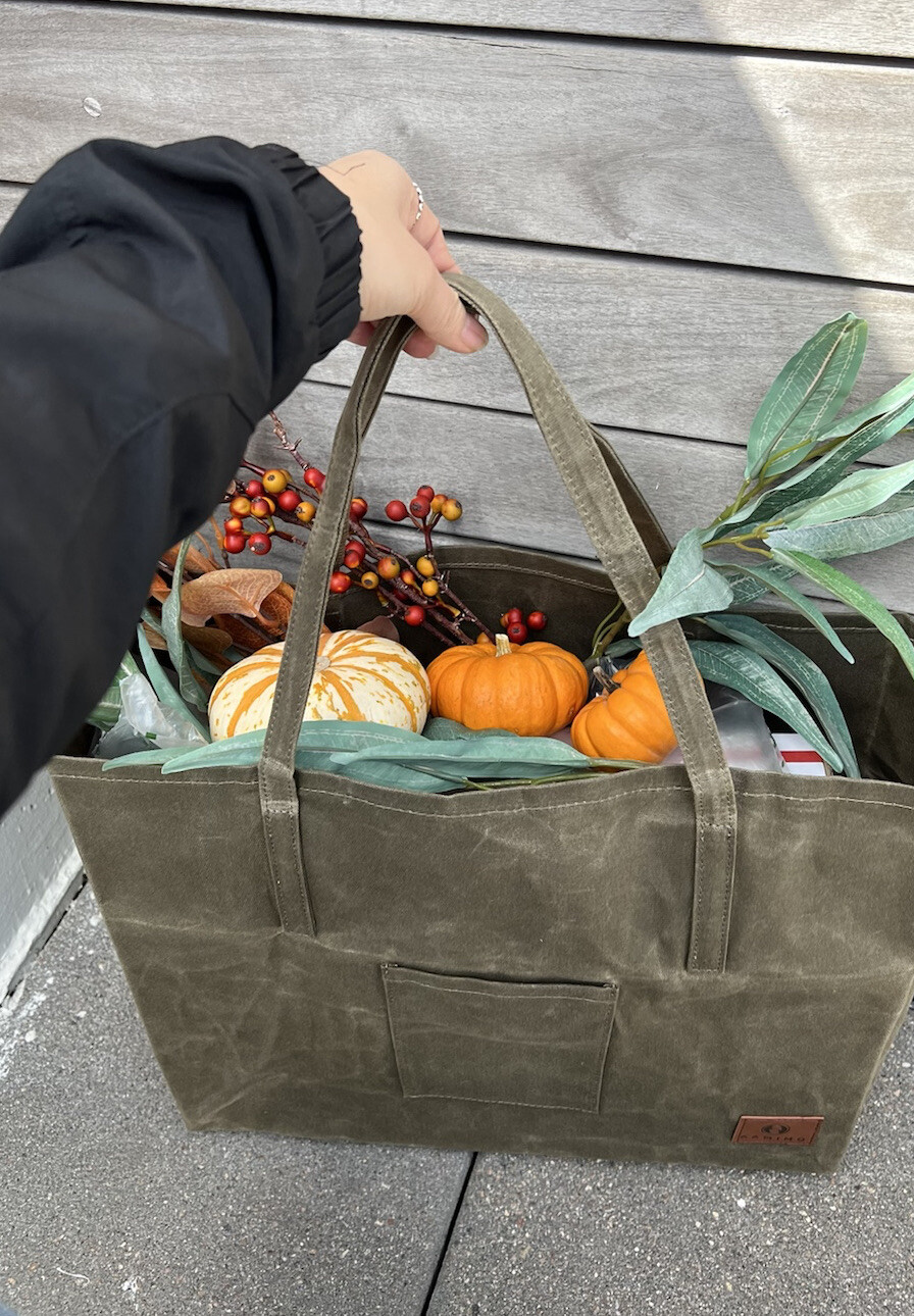 Large Waxed Canvas Tote Bag Market bag Shopping Bag Lightweight Durable Foldable