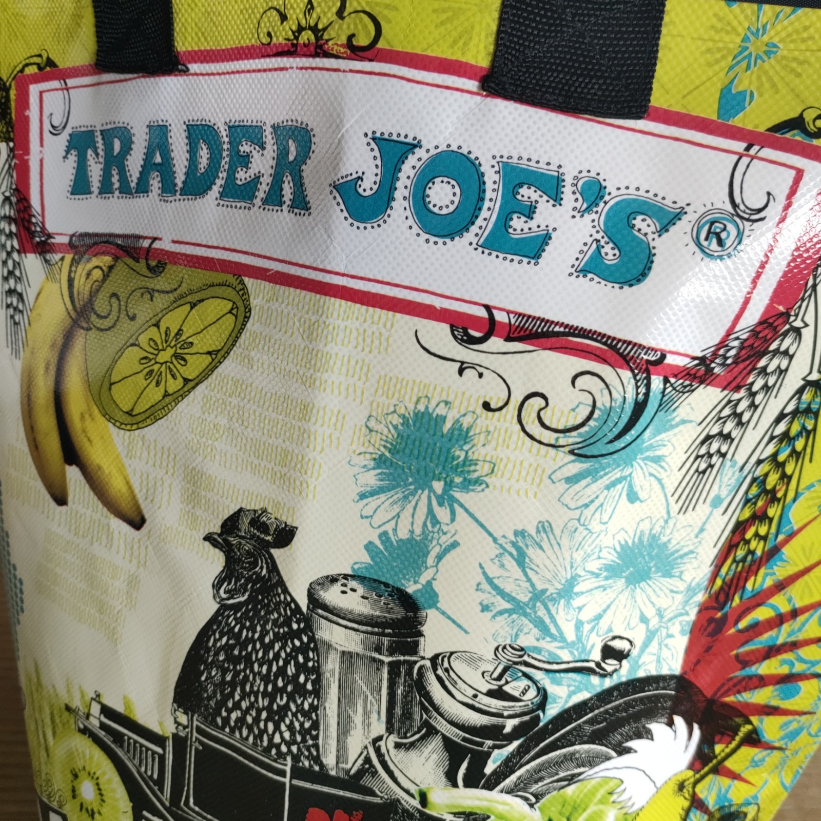 Vintage Trader Joe’s bucket tote Reusable shopping bag Round Bottom ship