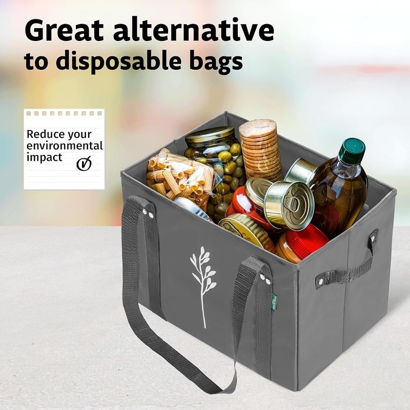 Heavy Duty Reusable Grocery Bags Sturdy Foldable Shopping Tote Easy Clean 65lbs
