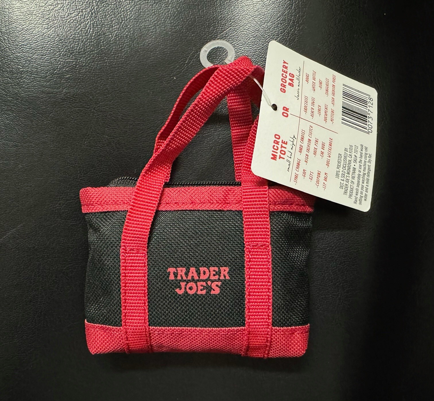 Trader Joes Micro Tote With Grocery Bag 2 In 1 Mini Limited Edition Red