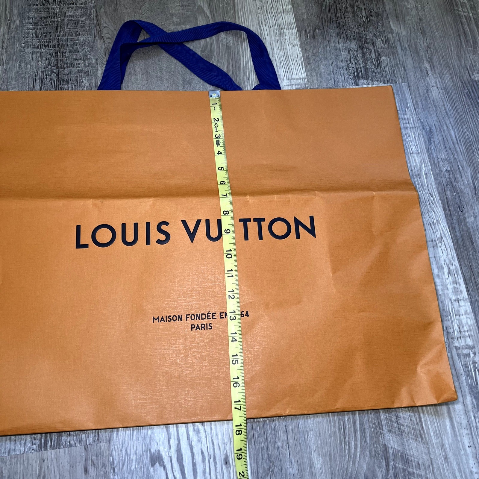 LOUIS VUITTON Authentic Large Orange Shopping Gift Bag Blue Handle