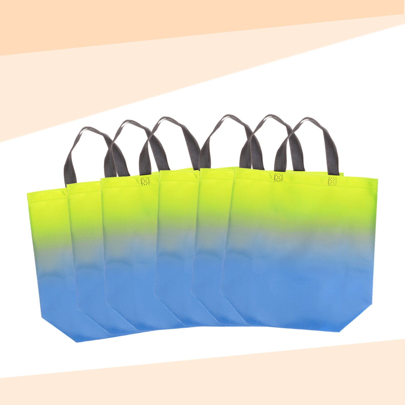24Pcs Reusable Gift Bags with Handles 10.6 x 13 Inch Gradient Blue Green
