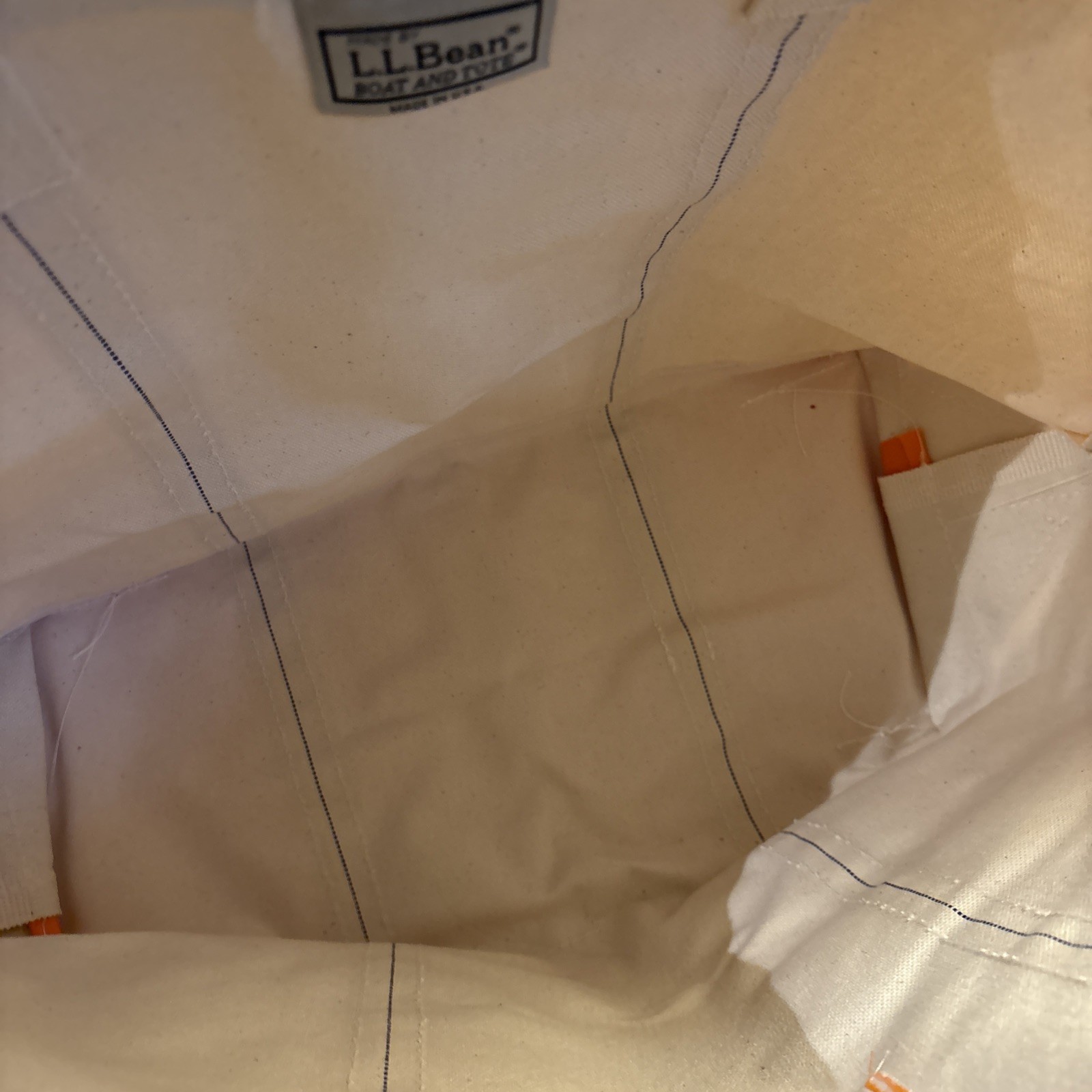 LL Bean Boat & Tote Heavy Canvas Tote Bag Extra Large Long Handle “LMH”Excellent