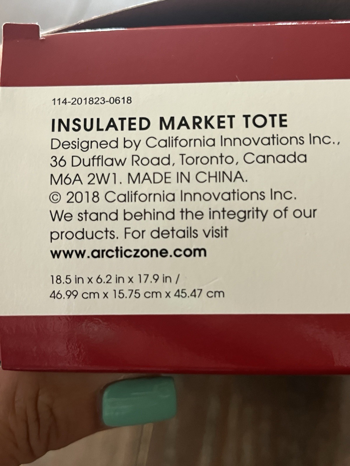 California Innovations Insulated Market Tote Red & White 17×6.25×15″ NIB