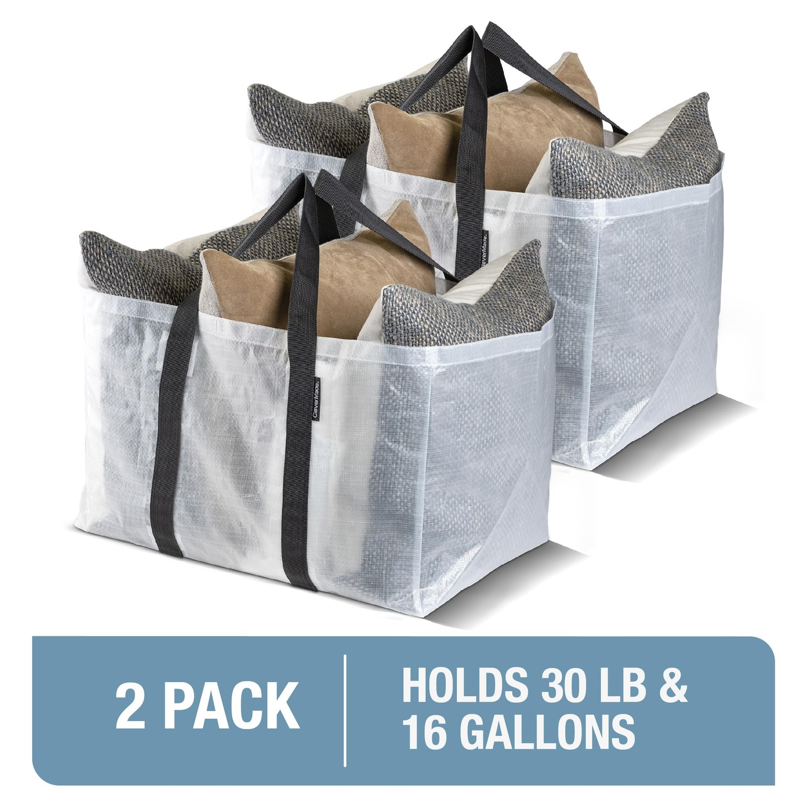 Reusable Grocery Bag XXL 76L, Heavy Duty Storage Basket Tote 2-Pack, Extra La…