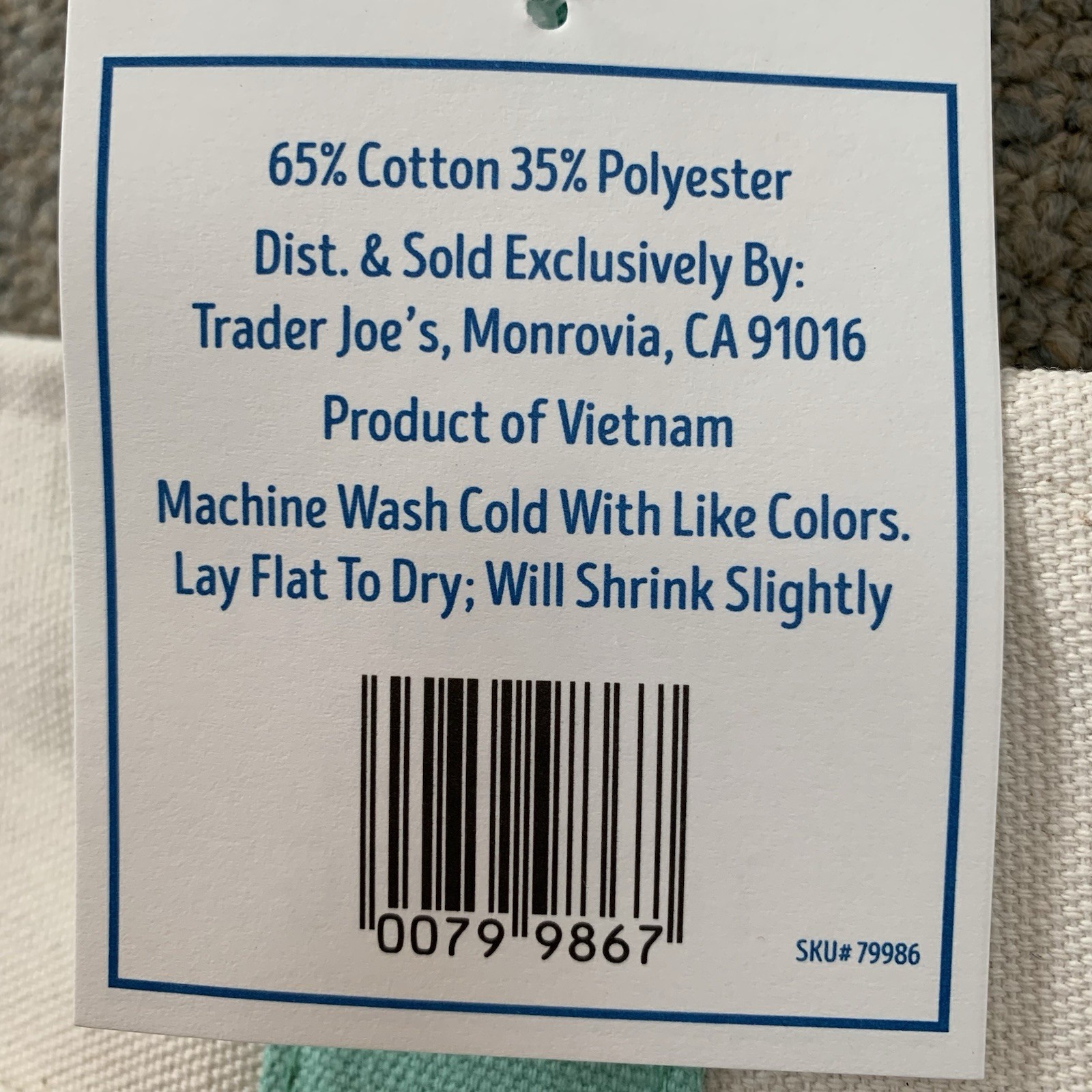 NWT Trader Joe’s Pastel Mini Totes, Canvas, 2 Colors: Mint Green, Baby Blue