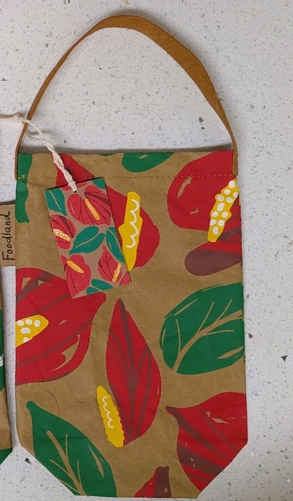 Foodland Hawaii Anthurium Floral Reusable Wine Paper Tote Bag Gift Bag