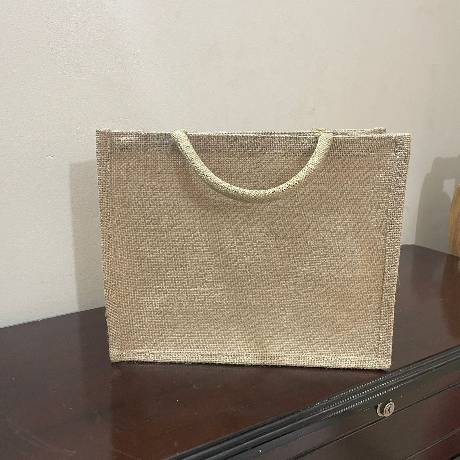 Jute & Cotton Canvas Tote Bag Combo Eco Friendly Reusable Shopping Bags (2 Pack)
