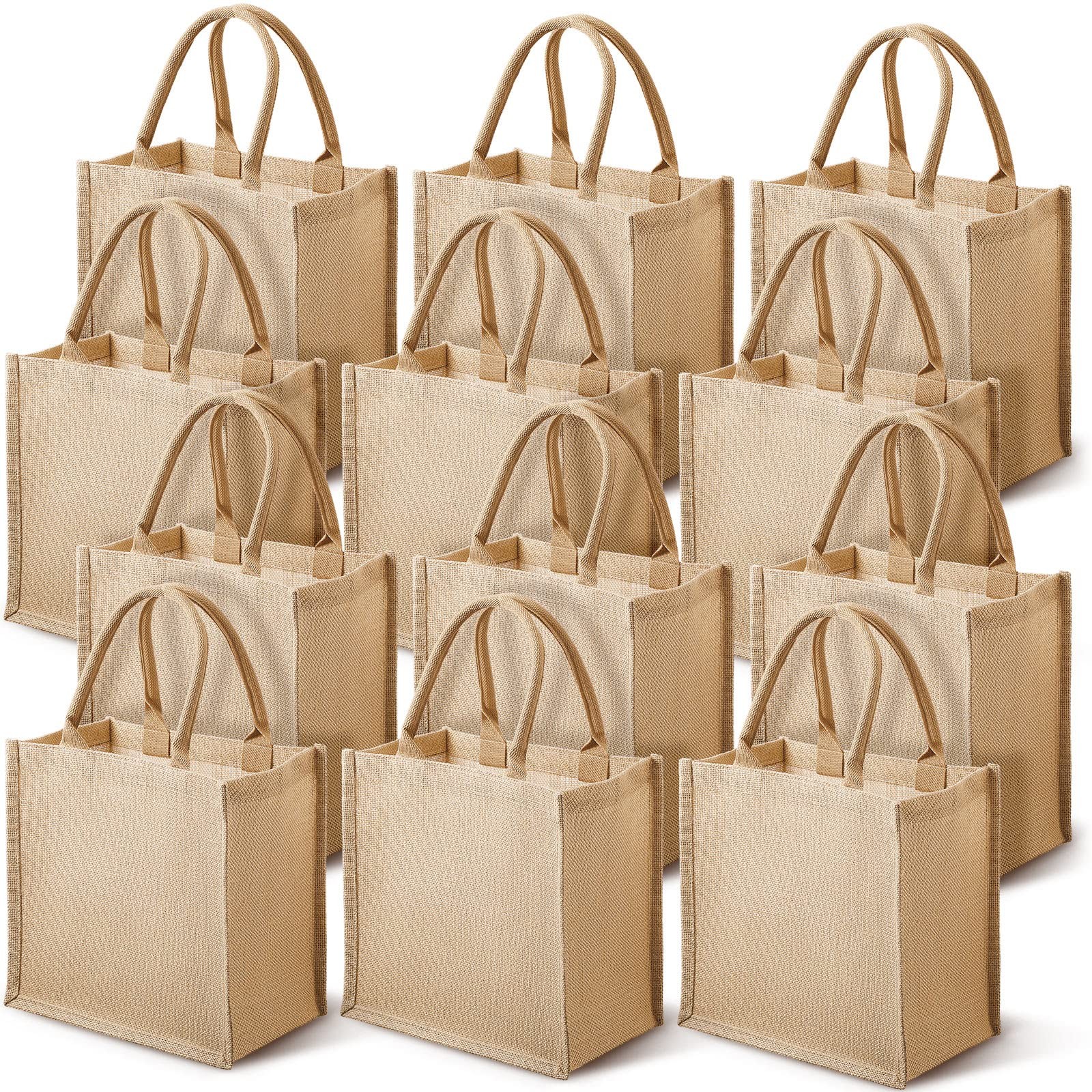 12 Pcs Burlap Jute Tote Bags with Handle Reusable Blank Bridesmaid Gift Bags …