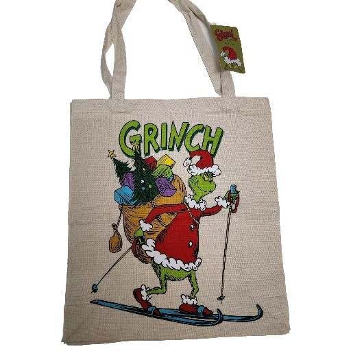 PRIMARK Santa Grinch Tote Bag Stole Christmas Presents Dr Seuss Cotton Ski