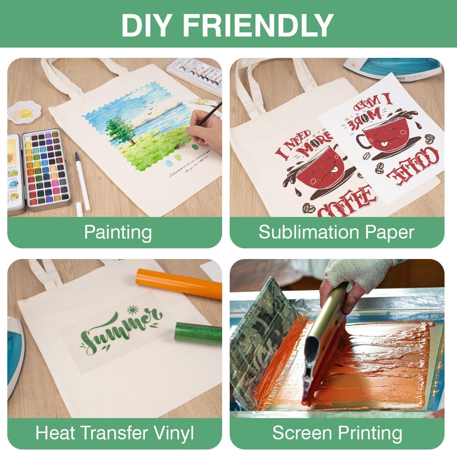 Canvas Tote Bag Bulk for DIY Projects, 13×15 Inches Tote Bags for Grocery