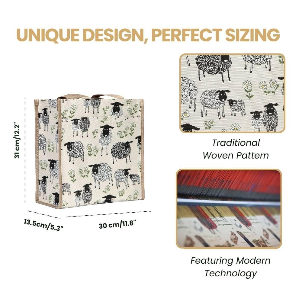 Tapestry Shoulder Bag Shopping Bag for Women with Horse and Sheep Design (Spr…