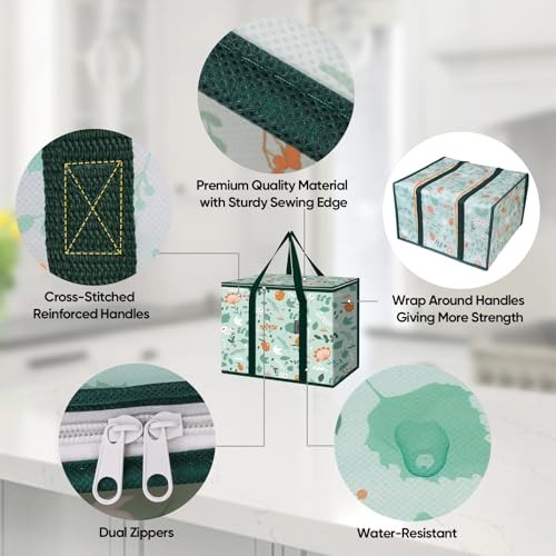2Pk Insulated Reusable Grocery Bags – Collapsible Cooler – 2 Pack Spring Stroll
