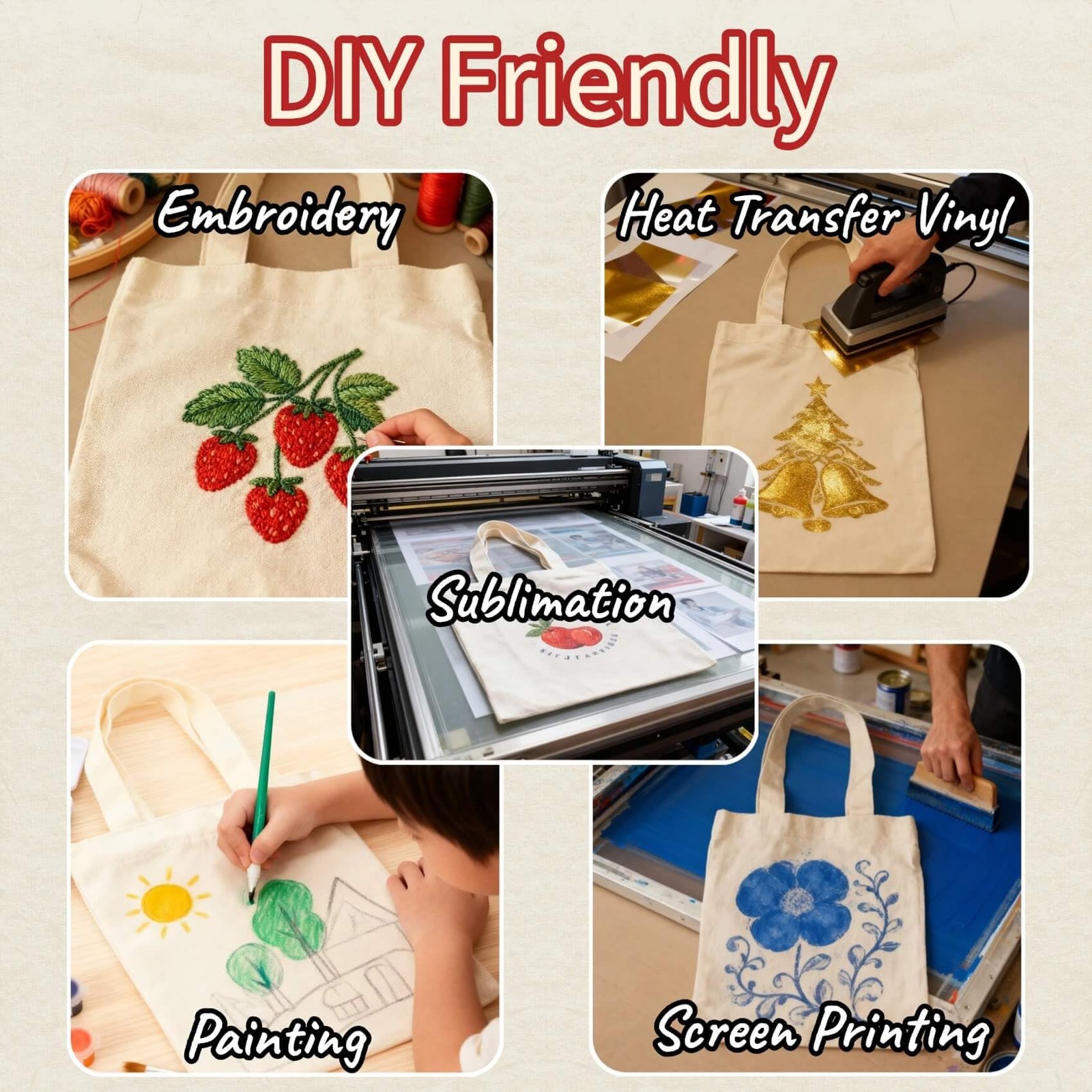 24 Pcs Small Canvas Tote Bags – 8×8.7 Inch Mini Craft Bags, Bulk Sublimation …
