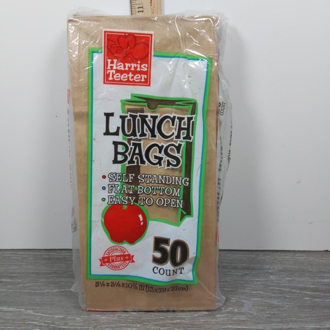 Vintage Harris Teeter Lunch Bags 50 Bags 5 1/8 X 3 1/8 X 10 5/8 Inches