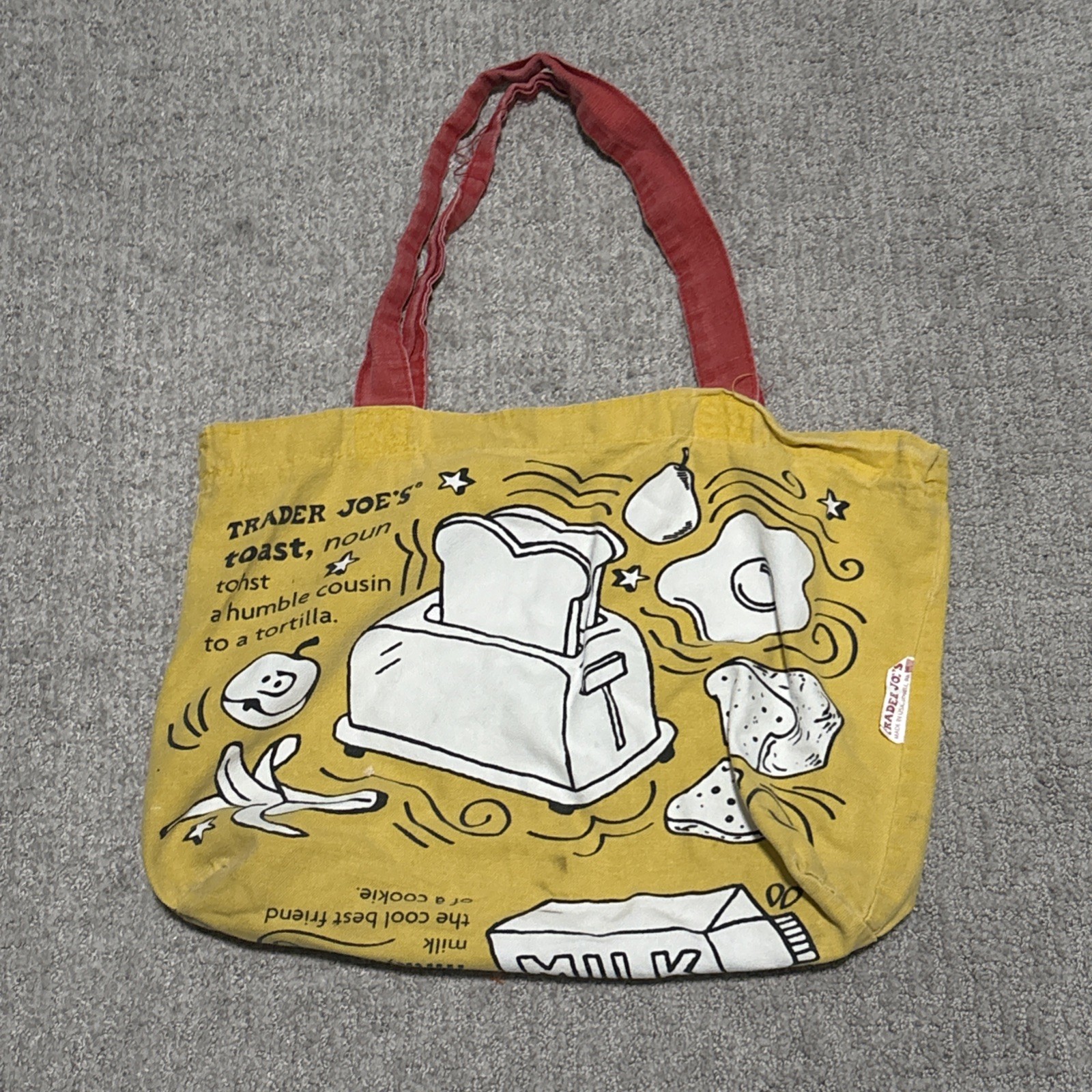 Trader Joe’s reusable canvas tote bag featuring a “Breakfast Waffle” Design
