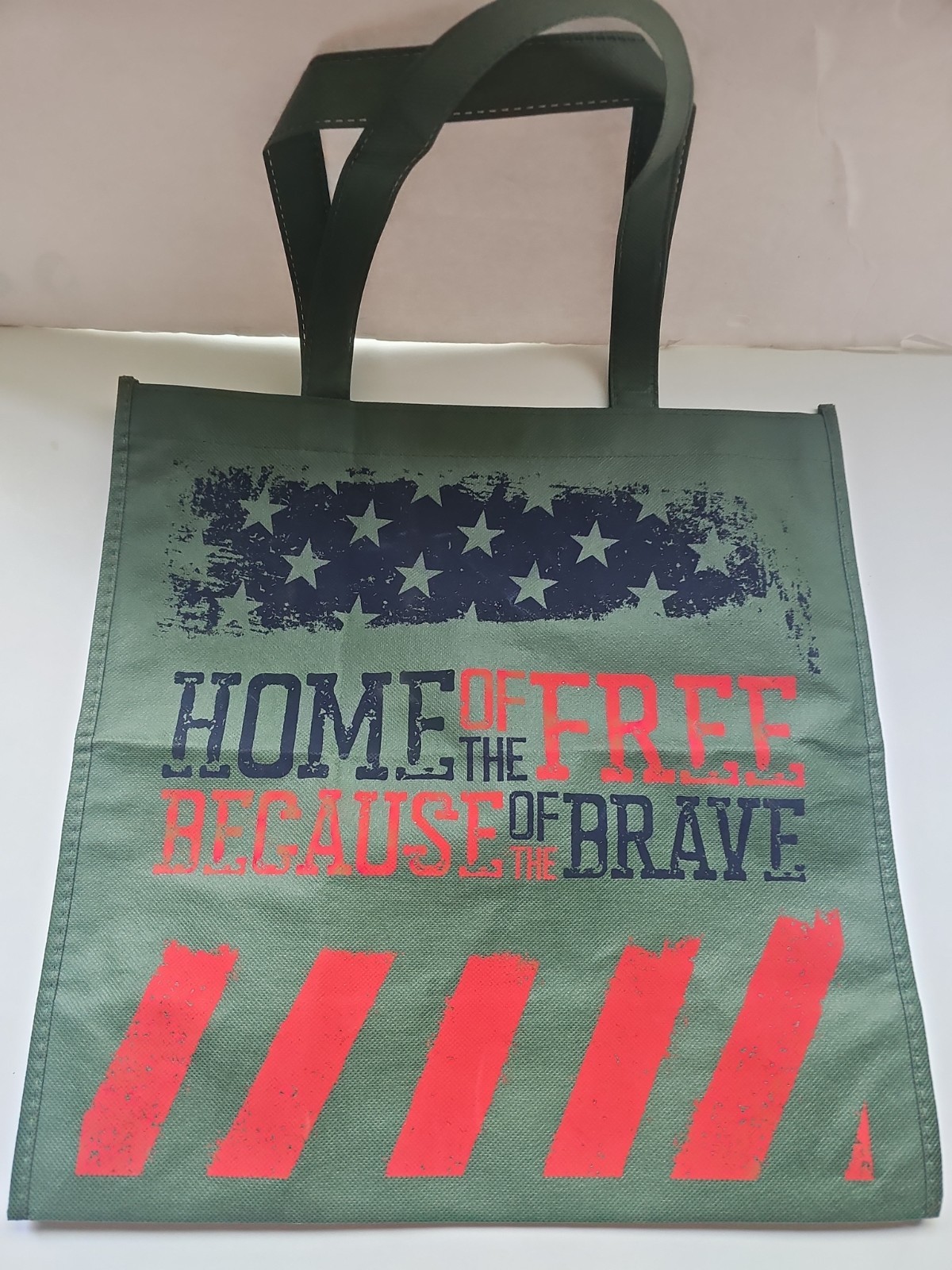 Home Of The FREE Reusable Shopping Tote Bag Size 6×14.5×14.5″ Green Multicolor