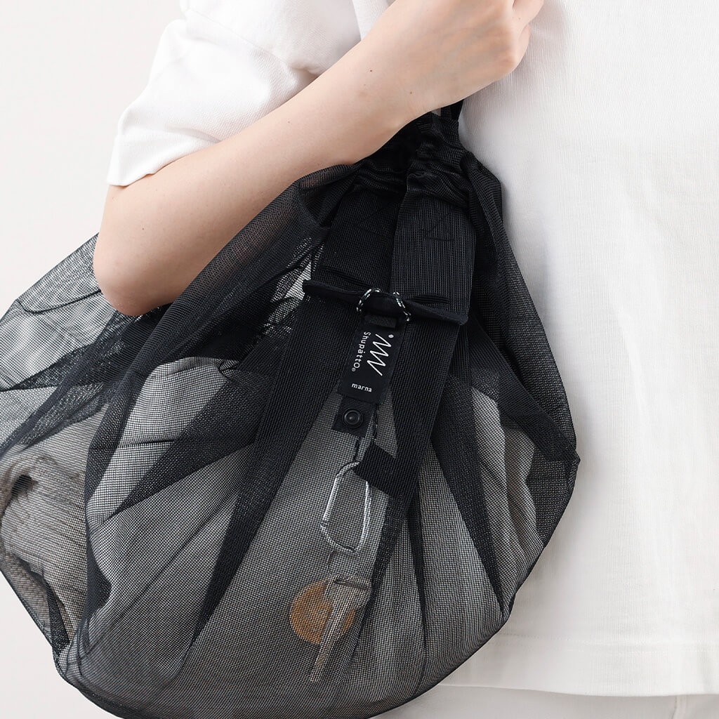 MARNA Shupatto Mesh Bag 25L Foldable Eco Bag Black Compact Japan