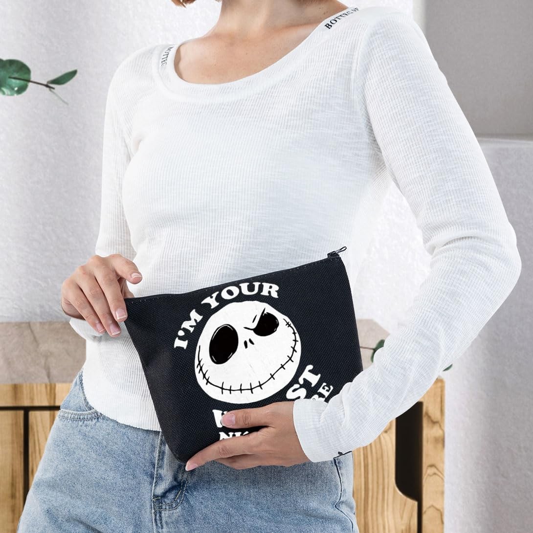 WZMPA Funny Jack Cosmetic Bag Fans Gifts I’m Your Worst Nightmare -BL