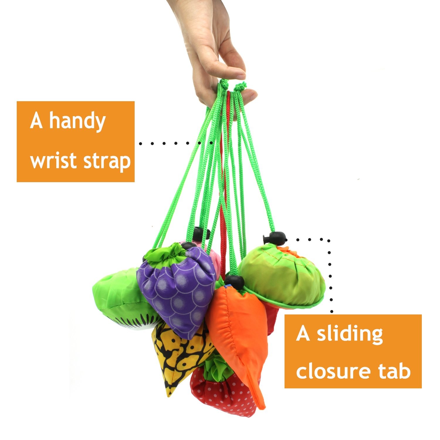 10PCS Fruits Reusable Grocery Shopping Tote Bags Folding Pouch Storage Conven…