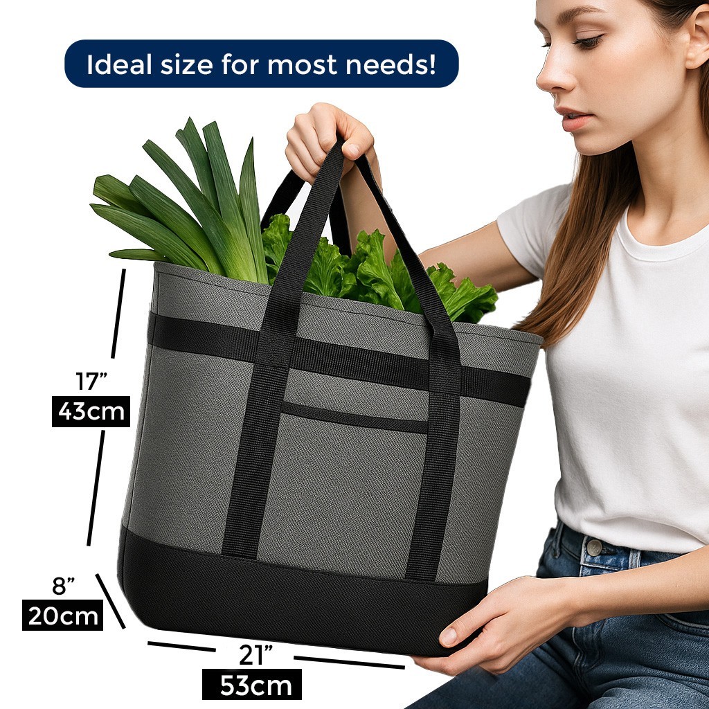 Large Insulated Tote for Hot Cold Lunch Food, Snacks, Wine, Beer – Cooler Bag